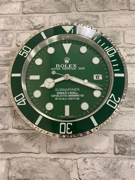 green rolex wall clock|vintage Rolex wall clock.